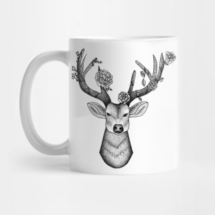 Floral Stag Illustration Mug